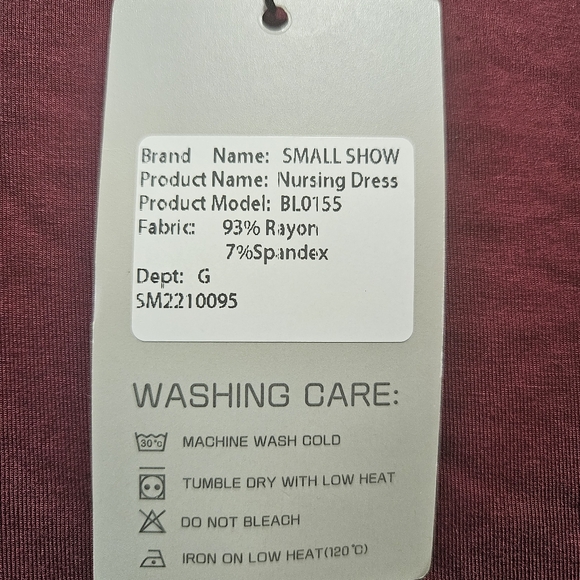 Smallshow Maternity Dress Long Sleeve Pregnancy Clothes Women Small Burgandy - Picture 5 of 5